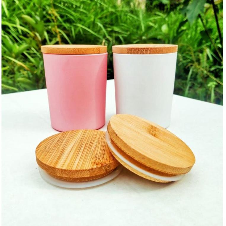 HOT CANDLE GLASS MATTE JAR 200ML JAR KACA LILIN TUTUP KAYU