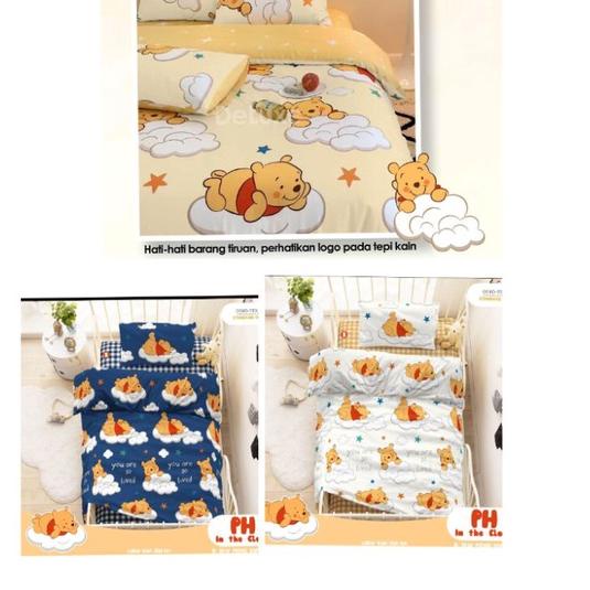 ➧ Sprei motif anak Pooh kuning lucu ANTI GESER ➭