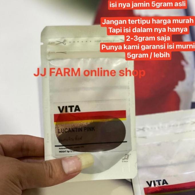 

Vita lucantin pink carophyl pink jamin original 100% 5gm pewarna ikan TERLARIS