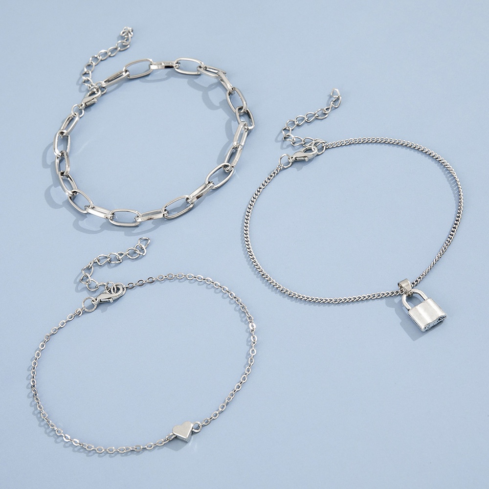 Vintage Temperamen Kunci Kecil Liontin Gelang Kaki Kepribadian Fashion Cinta Rantai Logam Elemen Kaki Ornamen Perempuan
