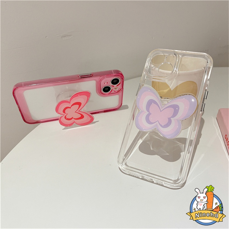 IPHONE Cod Ins Style Butterfly Phone Bracket Airbag Teleskopik Kecil Segar Lipat Desktop Bracket Handphone Stand Holder Untuk Iphone14 13 12 11 Pro Max X Xr Xs Max8 7 6 Plus SE 2020