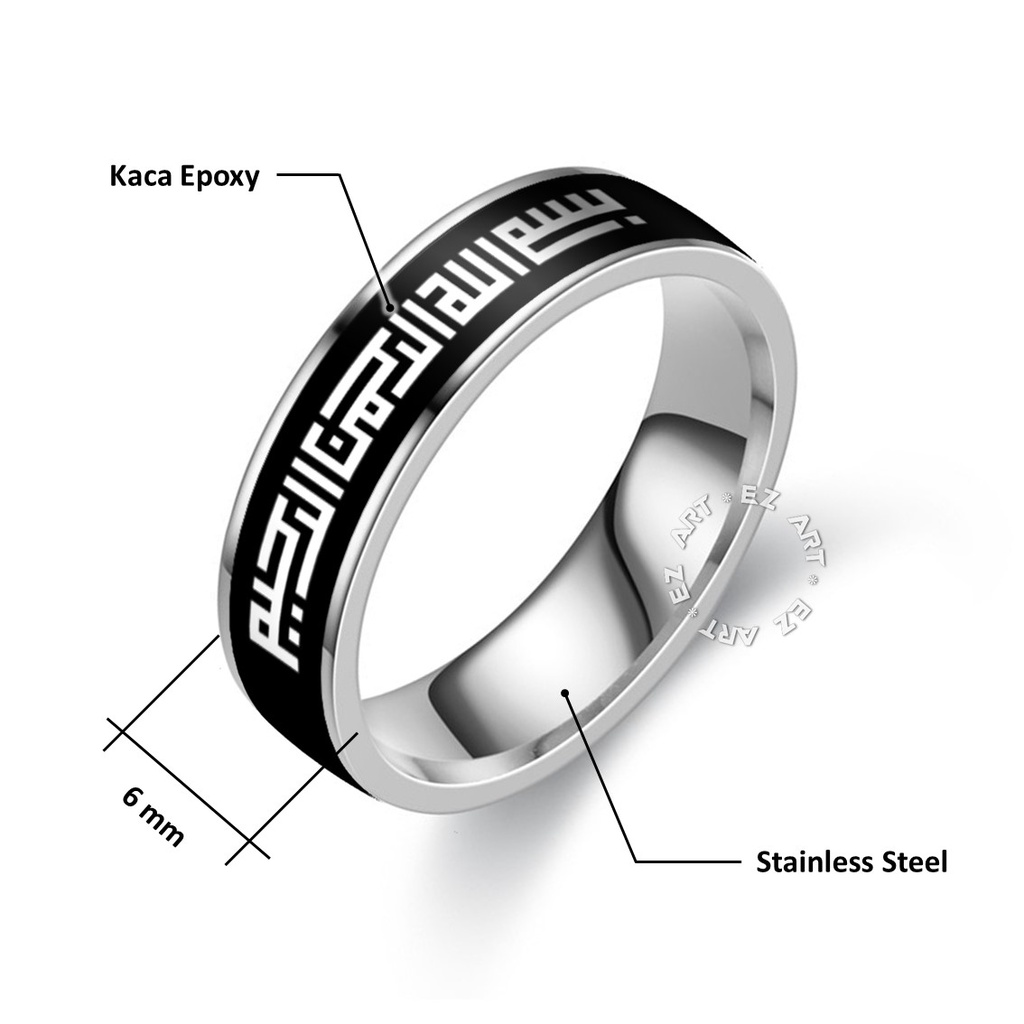 CINCIN KALIGRAFI BISMILLAH TULISAN UNIK LAFADZ BASMALLAH ISLAM MUSLIM STAINLESS ANTI KARAT MODEL SIMPLE