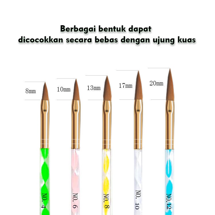 Pretty KUAS AKRILIK ISI 5PCS/ACRYLIC NAIL BRUSH/KUAS NAIL ART BAHAN ACRYLIC/UNTUK MENGGAMBAR BUNGA