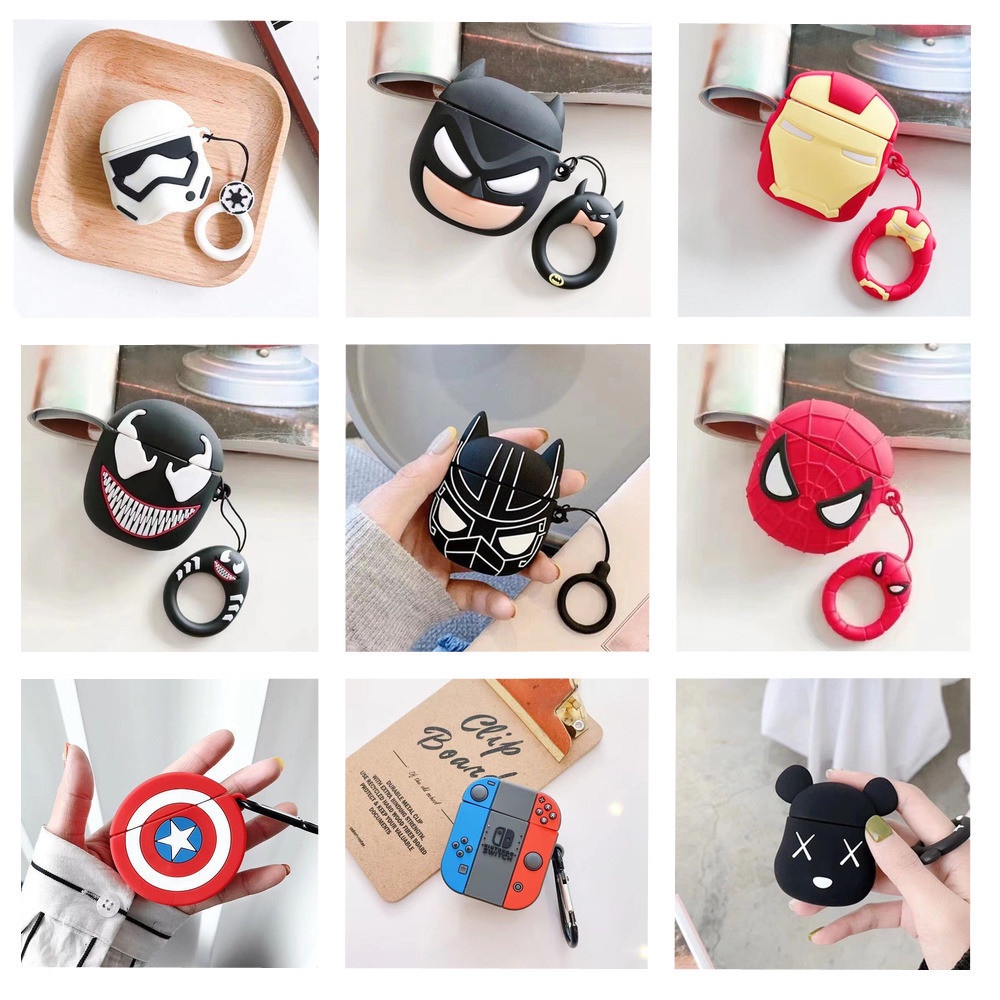 Super Man Kartun Shell Earphone Pelindung Cover Lembut Silikon Case Untuk I9/I11/I12/I13/I23I24/I25/I27/I100/Inpods12-TWS Headset