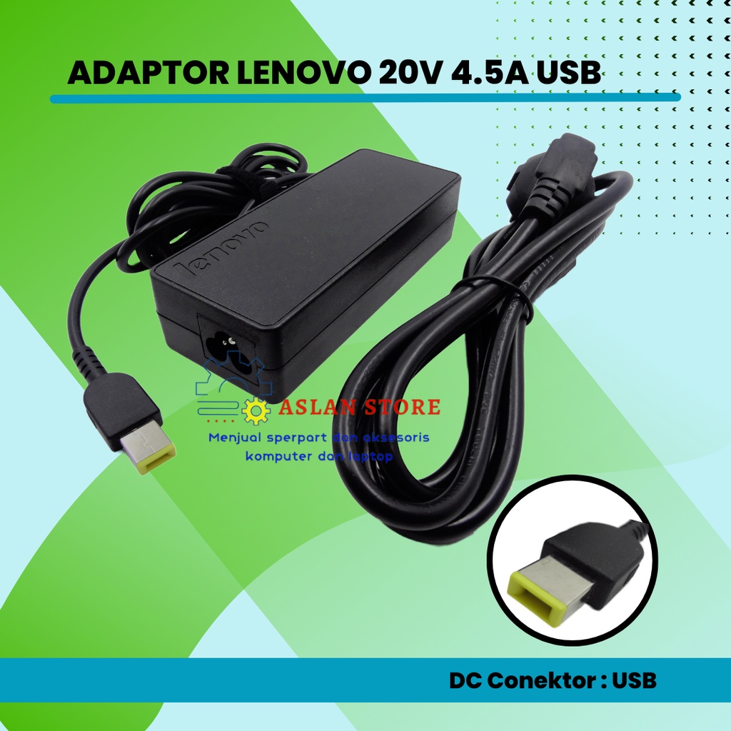 Lenovo 20V 4.5A (USB Pin) 90W E440 G400s T450 X240/PA-1650-72 Series IdeaPad B490,B490s Series B40-45 B40-70 B50-35 C40-05 C40-30 C50-30 C260 Sentuh C350 C355