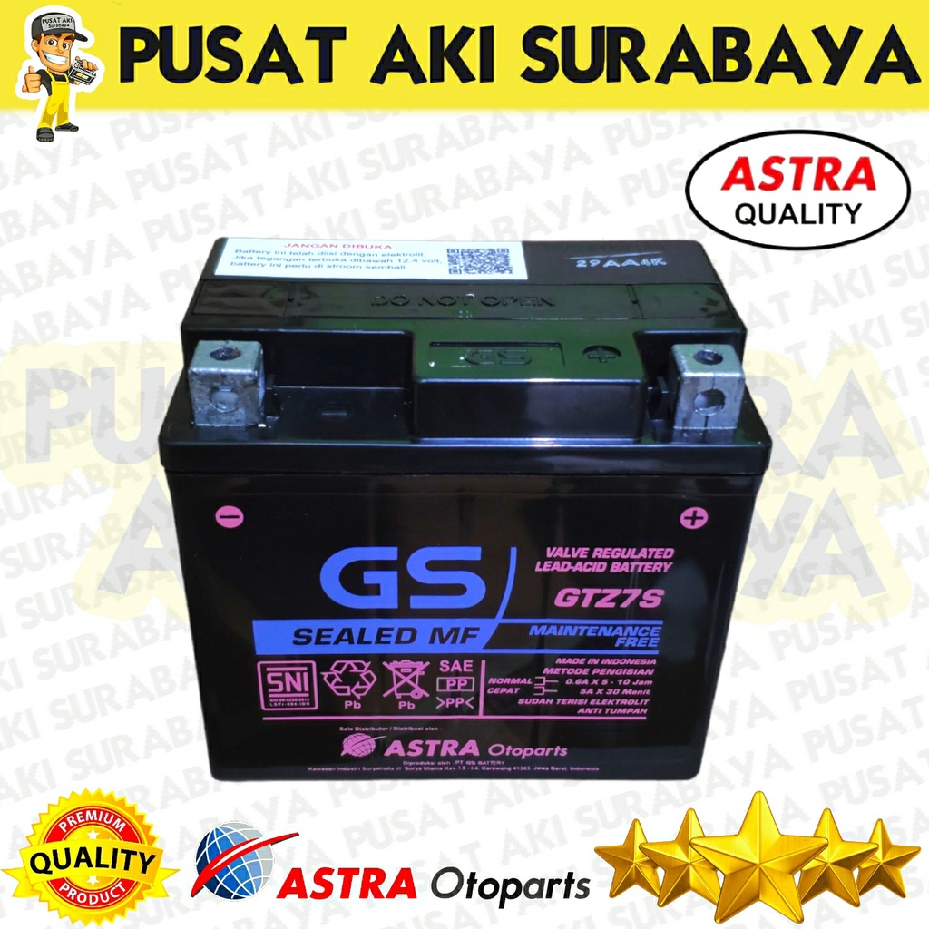 DI JAMIN ASLI AKI ORIGINAL GS ASTRA GTZ7S UNTUK MOTOR KAWASAKI DTRACKER SATRIA FU ACCU KERING YTZ6V MTZ6S GTZ6V