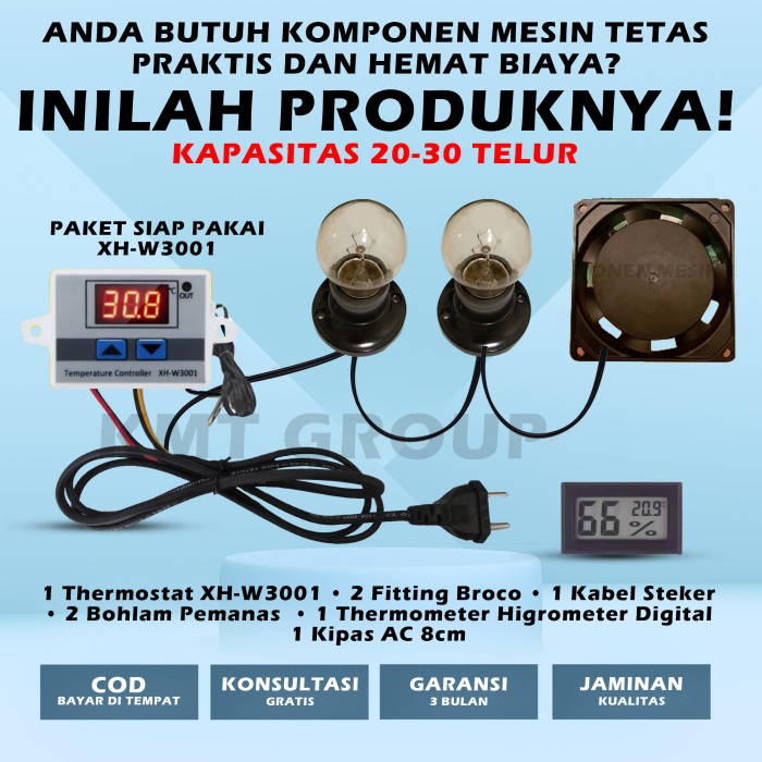 Paket Siap Pakai XH 2P 1K THD KIPAS Thermostat Termostat Pemanas Therm
