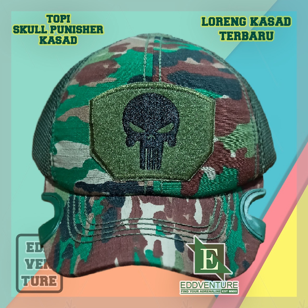 Topi Loreng Kasad Terbaru Skull Punisher Bahan Ripstop Model Bisbol