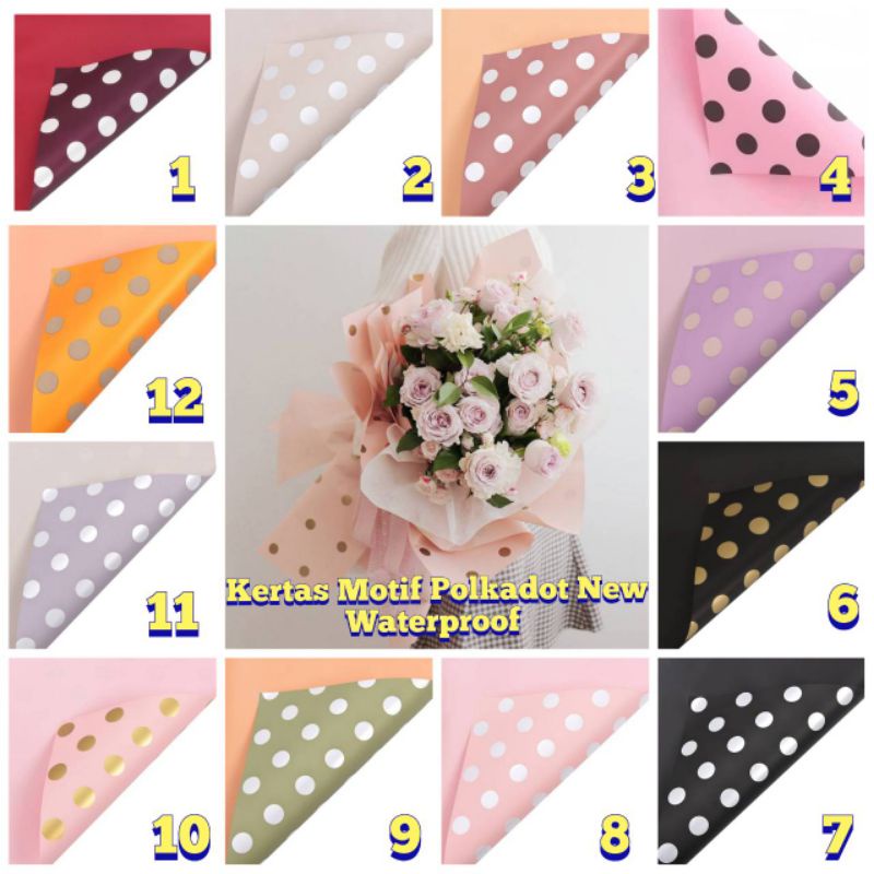 

1 lembar kertas buket polka Flowers Wrapping Korean Premium Cotton Kertas buket Polkadot Kertas Bunga Wrapping Paper lembaran ( 58 x 58 cm) Kertas Wrapping Paper Korea Waterproof Polkadot