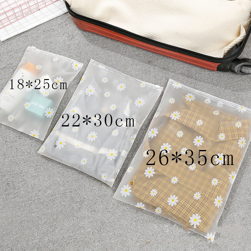 [Unggulan] Tas Penyimpanan Ritsleting Pakaian Little Daisy1Per5Pcs Kuning Buram Busur Ritsleting Organizer Bag PE Frosted Underwear Storage Bag