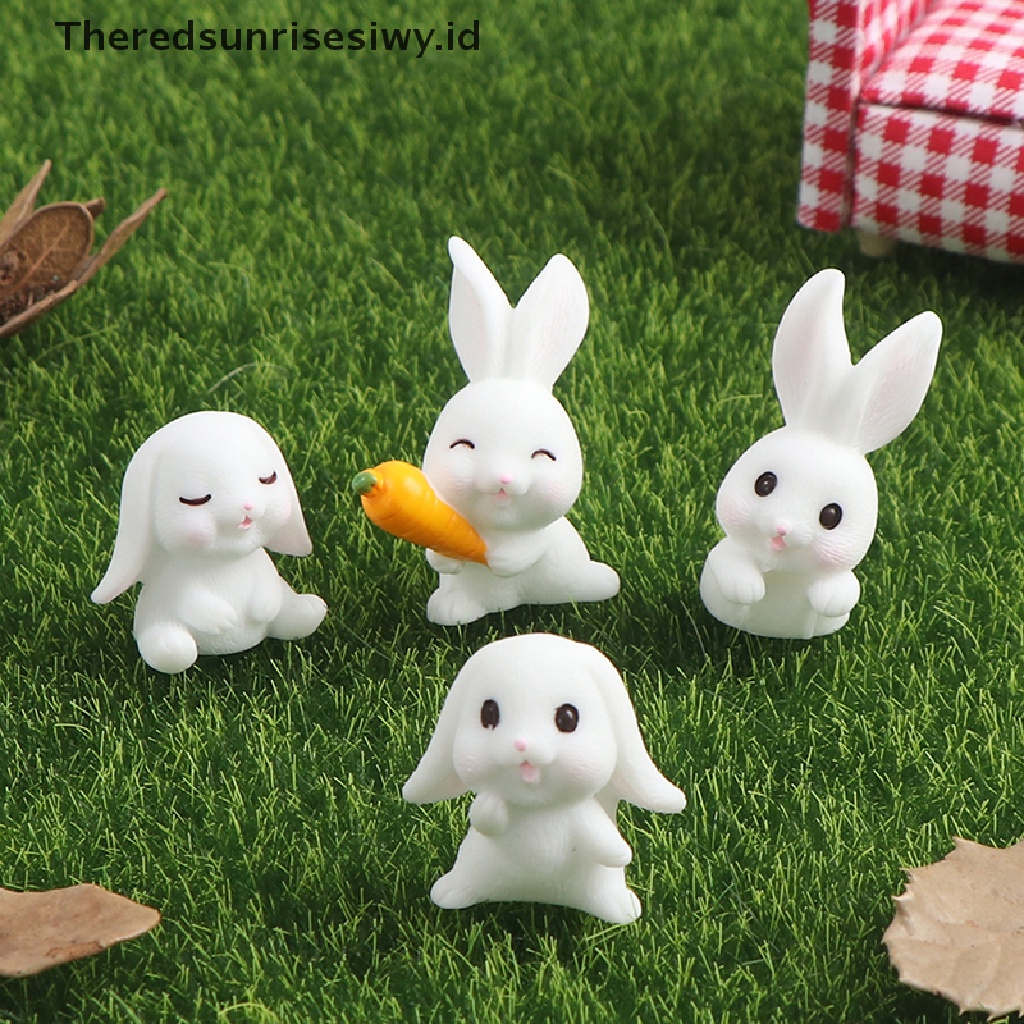 # Baju Lebaran # 4pcs Easter Rabbit Carrot Miniatur Dekorasi Taman Mini Bunny Paskah Cupcake Decor~