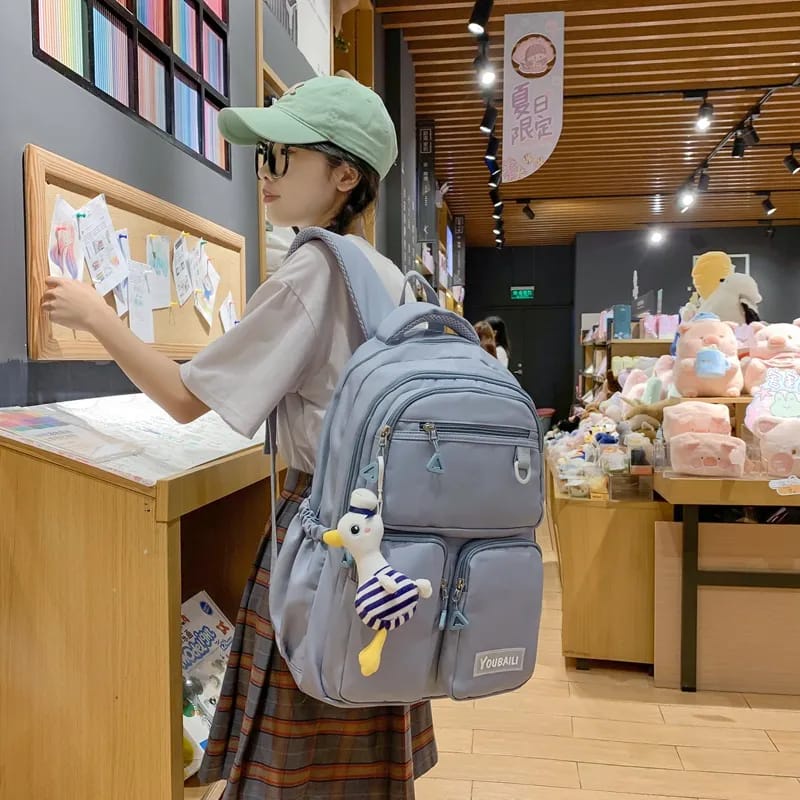 DiObrale - Tas Punggung Perempuan Dewasa Casual Sederhana Ransel Anak Perempuan Sekolah SD SMP SMA Kekinian Kapasitas Besar Laptop 14&quot; Backpack Viral Populer 2023