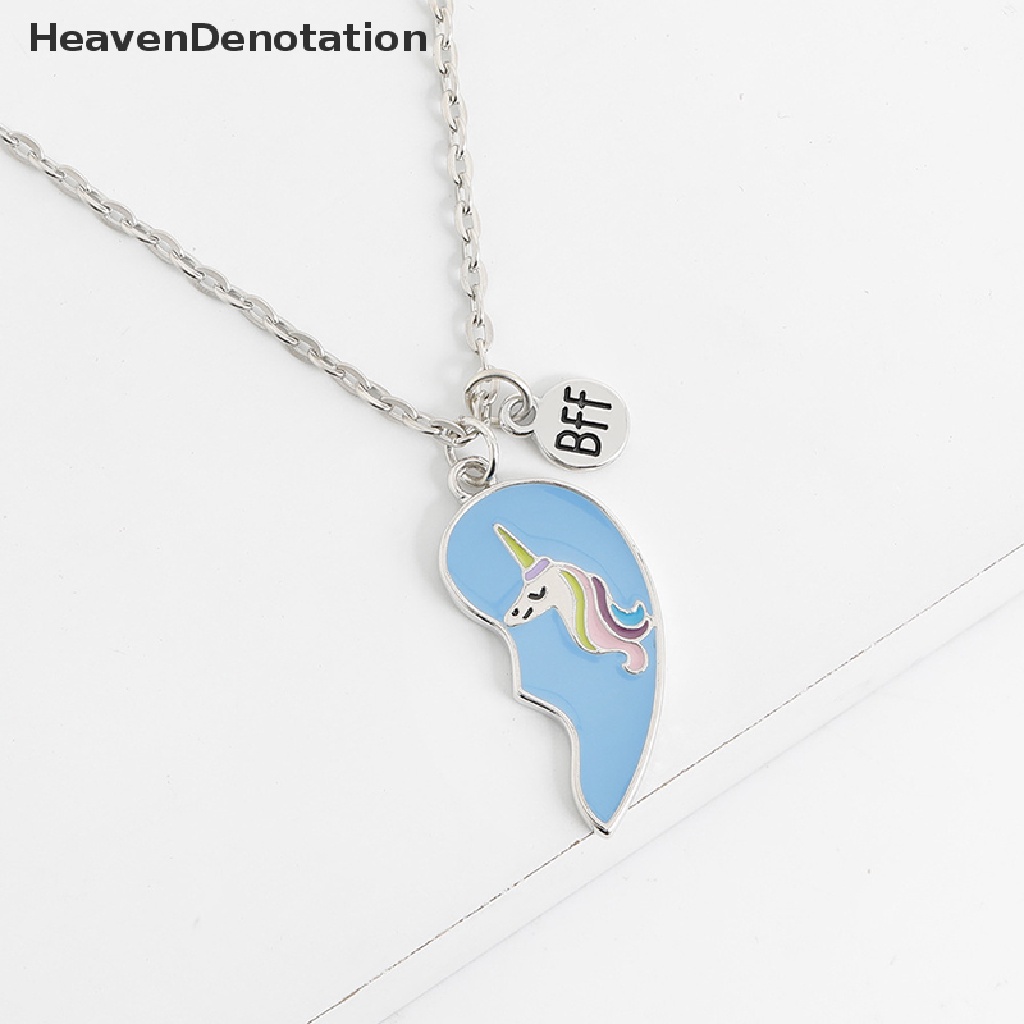 [HeavenDenotation] Best Friends Necklace Patah 2pcs Unicorn Love Jahitan Kalung Persahabatan HDV