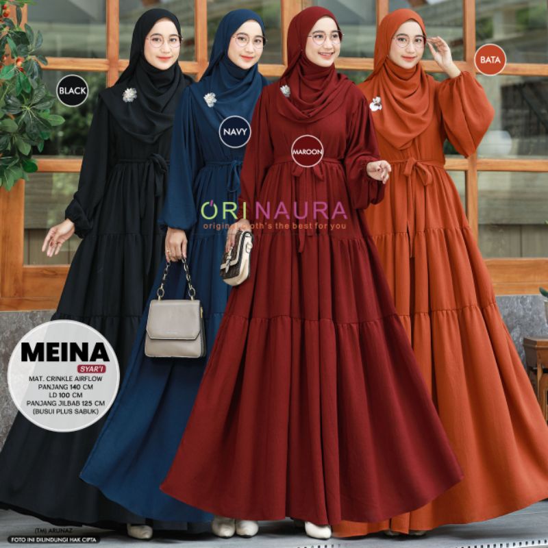 Gamis Meina Syar'i / Lisana Syar'i Mat Crinkel Airflow Original Ori Naura