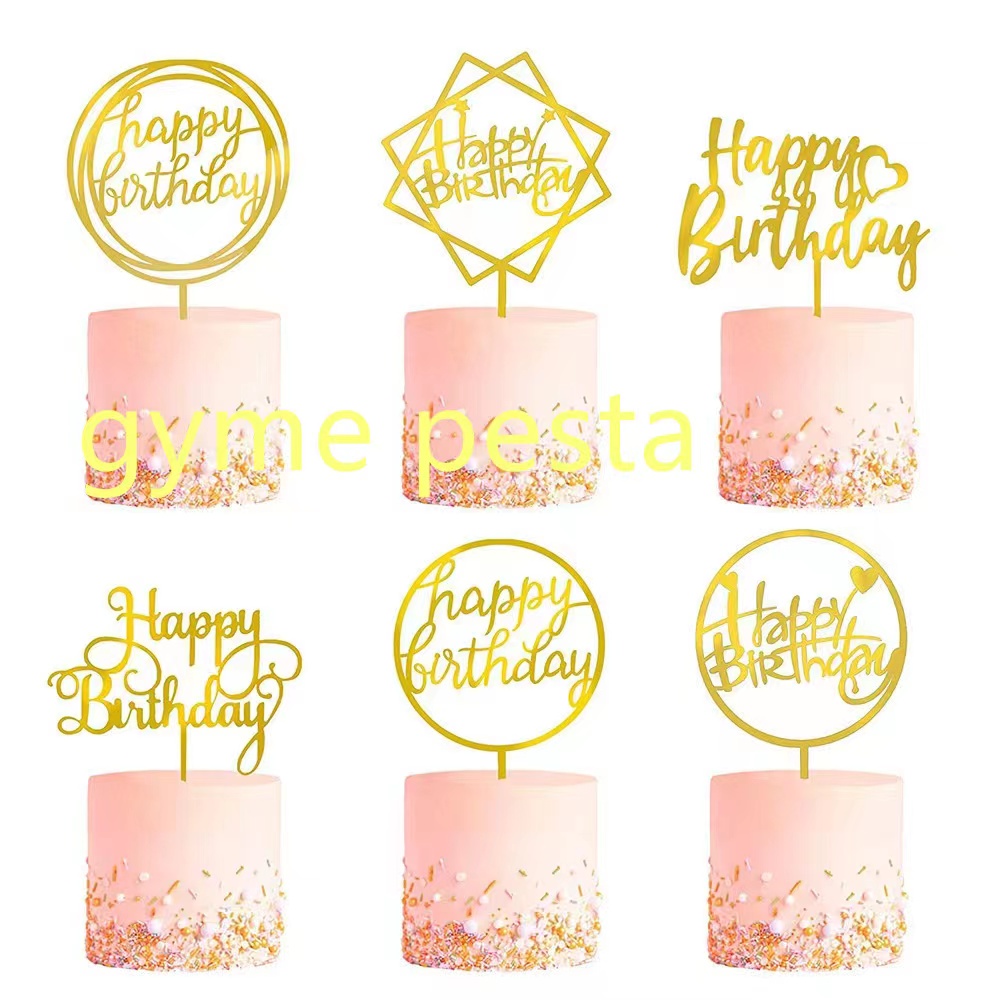 10Pcs Cake Topper Happy Birthday Akrilik / Cake Topper Murah