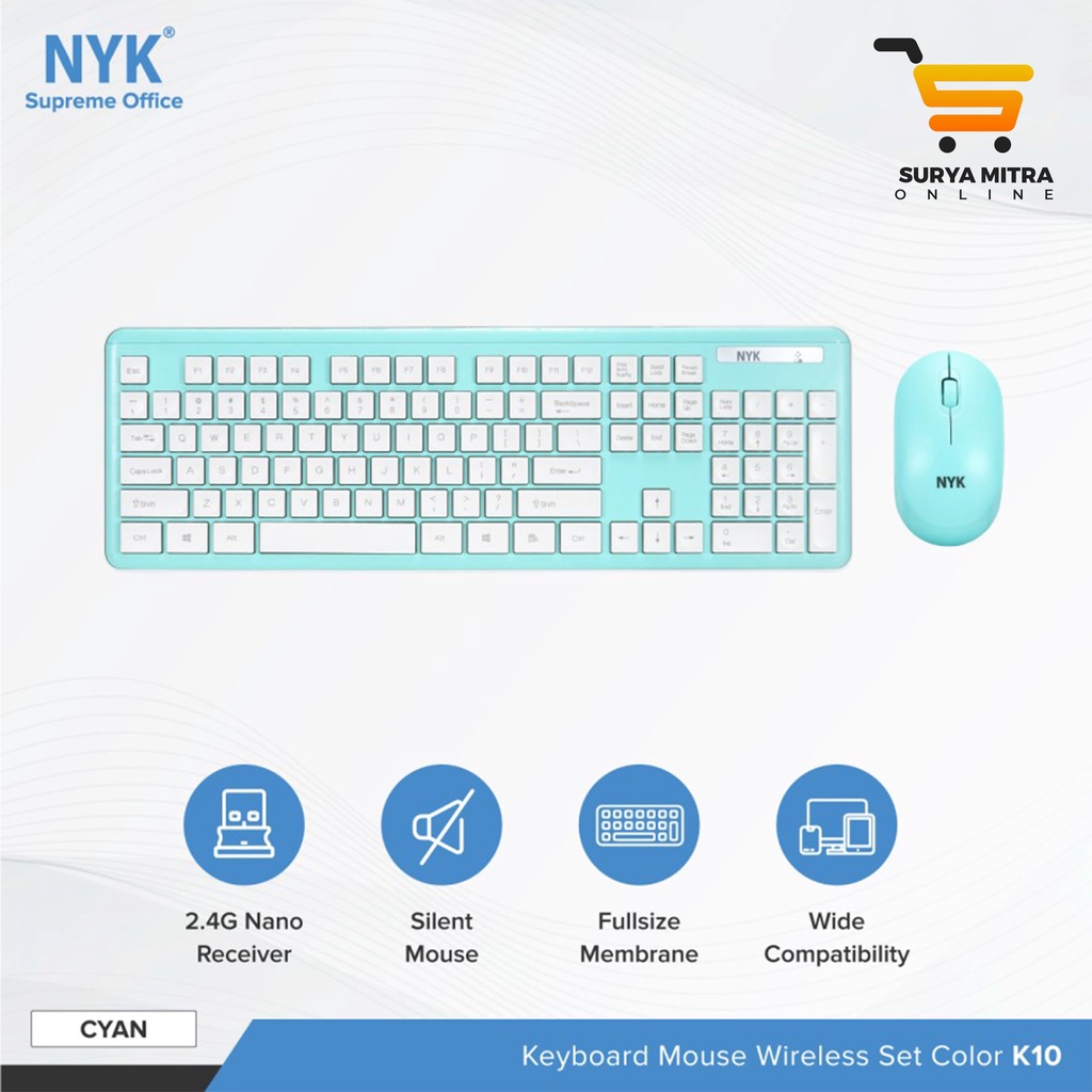 NYK Keyboard Mouse Combo WIreless K10 Silent Combo 2.4Ghz