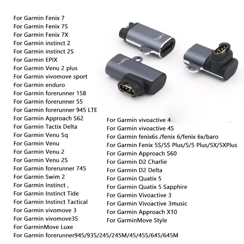 Micro USB/Type-C/IOS Female Head Turn Garmin Watch Charging Adapter/Adaptor Charger Smartwatch/Converter Cocok Untuk Aksesoris Garmin Fenix/Venu/Vivoactive/Garmin Series