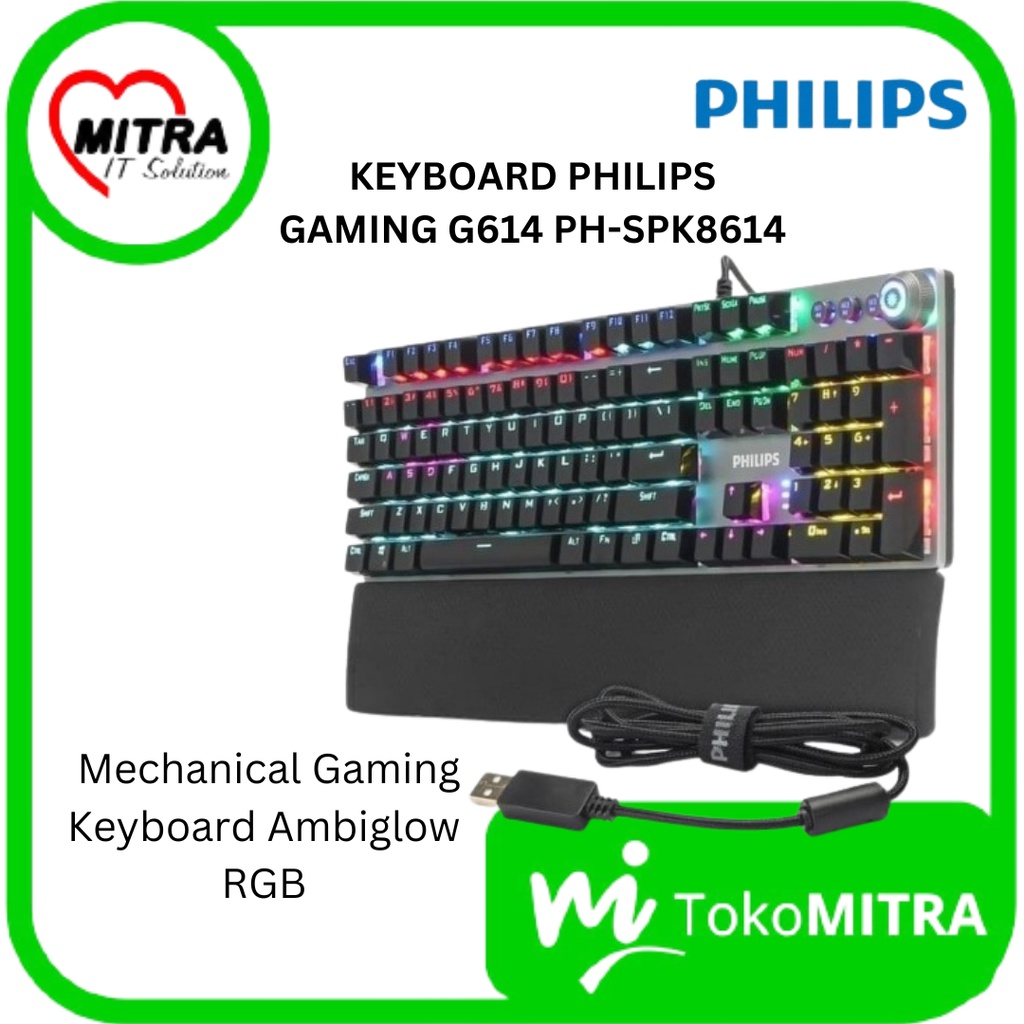 KEYBOARD PHILIPS G614 PH-SPK8614 Mechanical Gaming Keyboard Ambiglow RGB