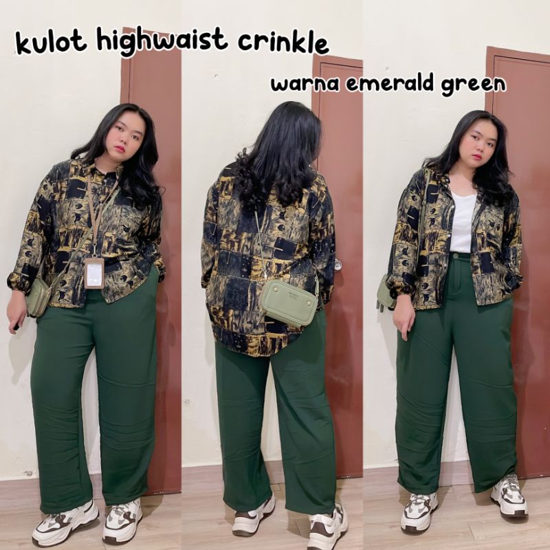 JIWOO KULOT HIGHWAIST BIG SIZE JUMBO OVERSIZE WANITA CRINKLE