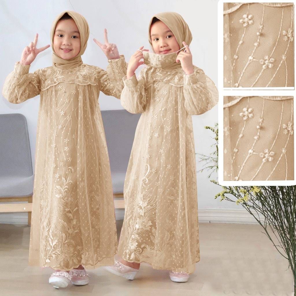 DRES LIANA KID 3-13 TAHUN/GAMIS ANAK TILE MUTIARA REAL PICT FRE MASKER GOOD QUALITY