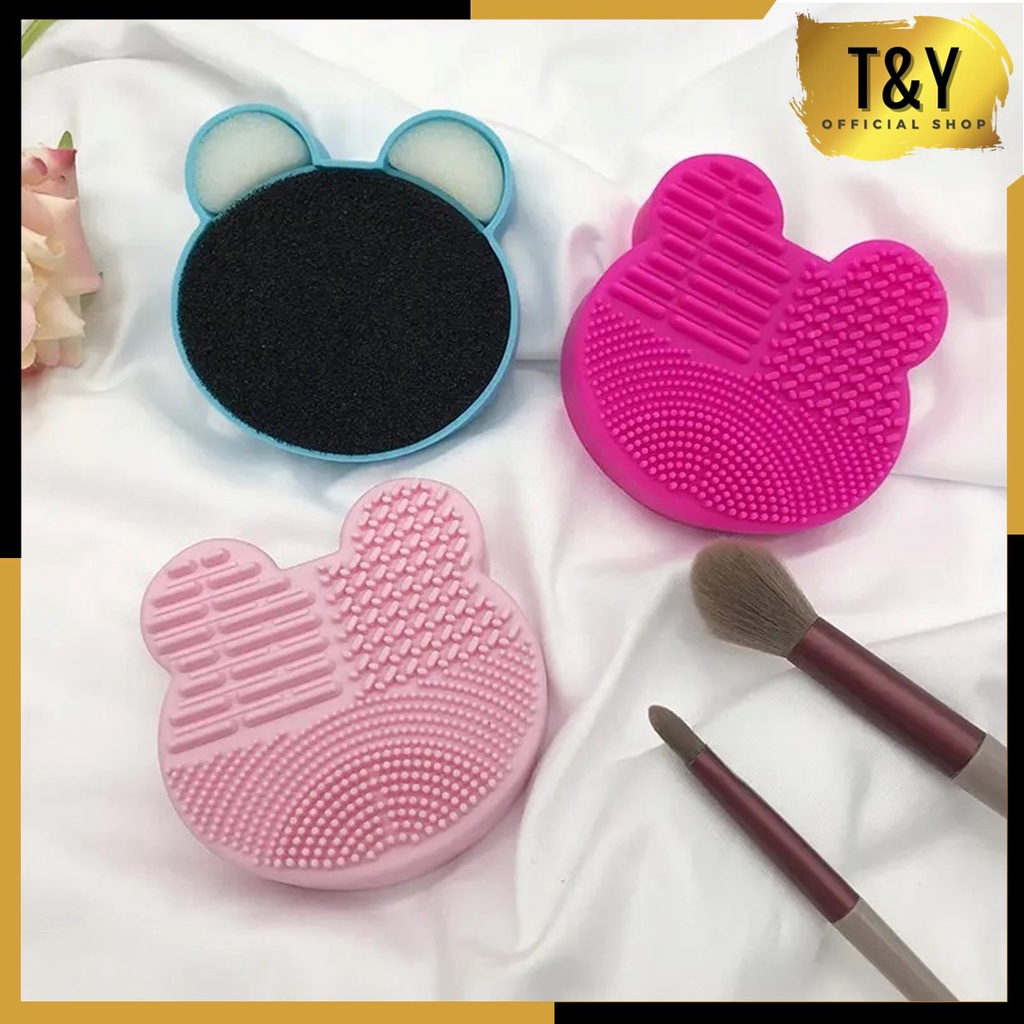 T&amp;Y Pembersih Make Up Brush Pembersih Kuas Make Up Cleaner Cartoon Alat Pencuci Kuas Makeup Bentuk Karakter Kartun Makeup Brush Cleaning Tool With Sponge Dry&amp; Wet Clean