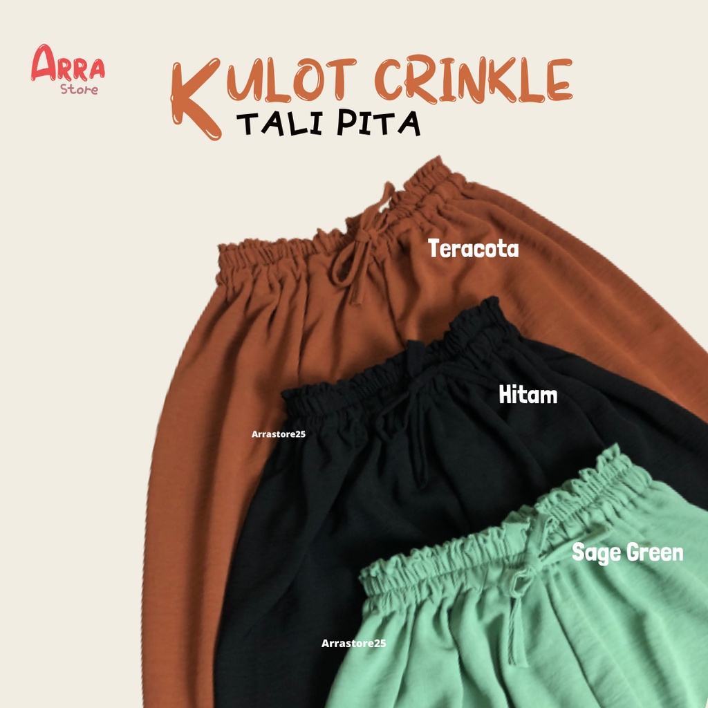 Celana Kulot Crinkle Airflow Highwaist Loose Pants Wanita Model Tali