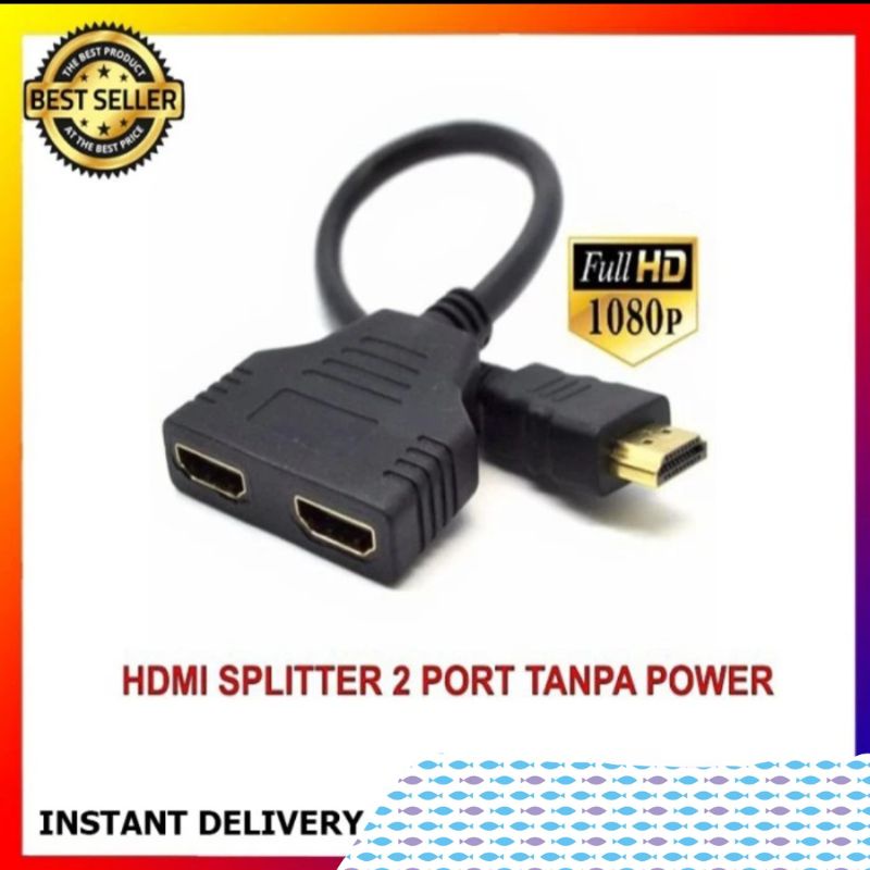 Splitter Kabel HDMI 2 Port HDMI Male to Double Female Cable Splitter DVR HD