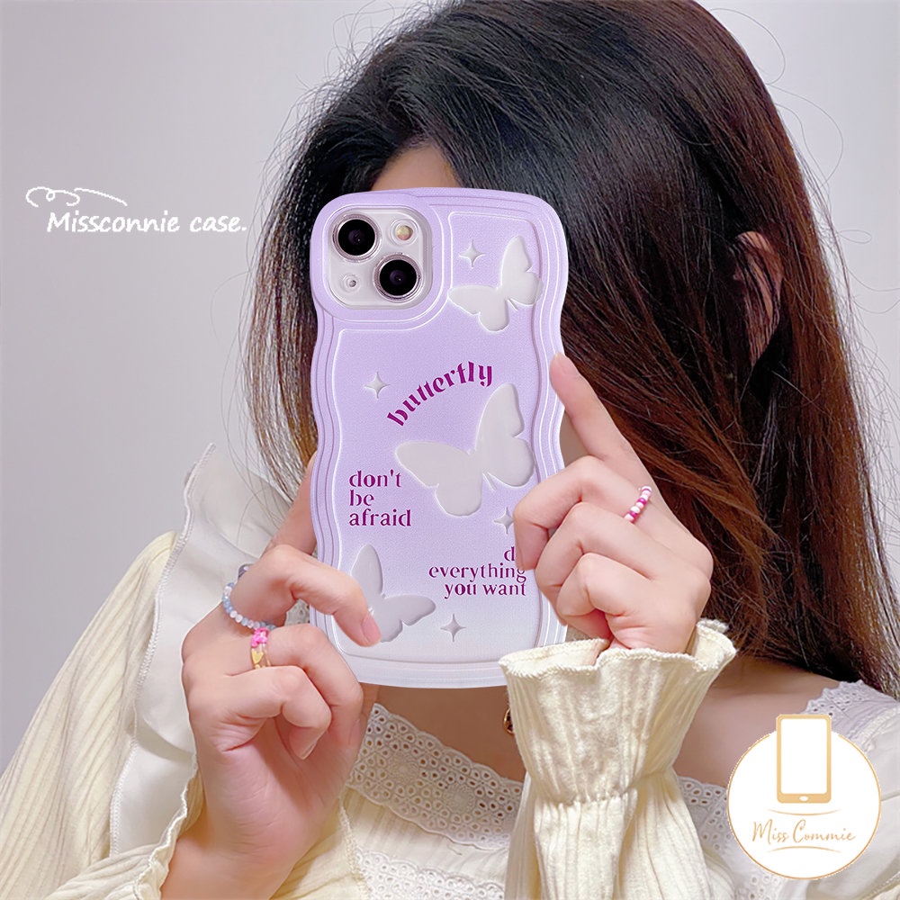 Case OPPO A57 A78 A17K A16 A17 A15 A96 A54 A74 A12 A16s A5s A55 A76 A95 A77 A3s A5 A9 A7 A16K A1k A77s A53 A52 Reno 8T 85f 7Z 6 Kupu Fantastis Ungu Gradasi Bergelombang Penutup Tepi