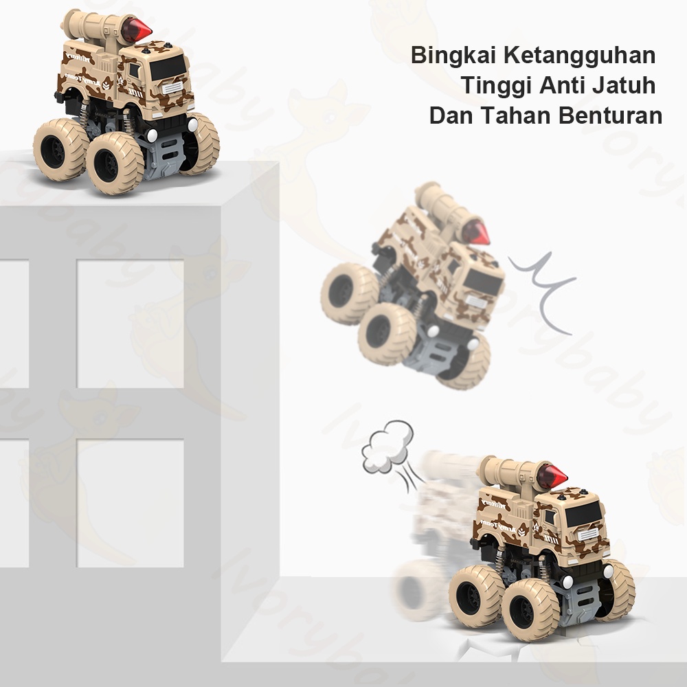 Ivorybaby Mainan inersia offroad 4wd tanpa per pemadam enginering militer special mainan kendaraan anak