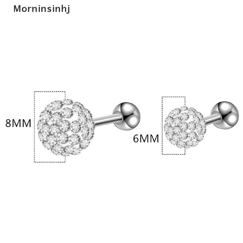 Mornin Anting Bola Kristal Surgical Steel Ear Plugs Brow s Wanita Ear Studs Cartilage Tragus Helix Lip Studs Ring Drat Dalam Perhiasan Tubuh id