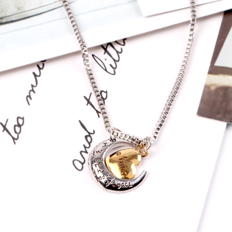 Love you, go to the moon and back. | Kalung Dengan Liontin I Love You Mother Bahan Stainless steel Untuk Pria Dan Wanita