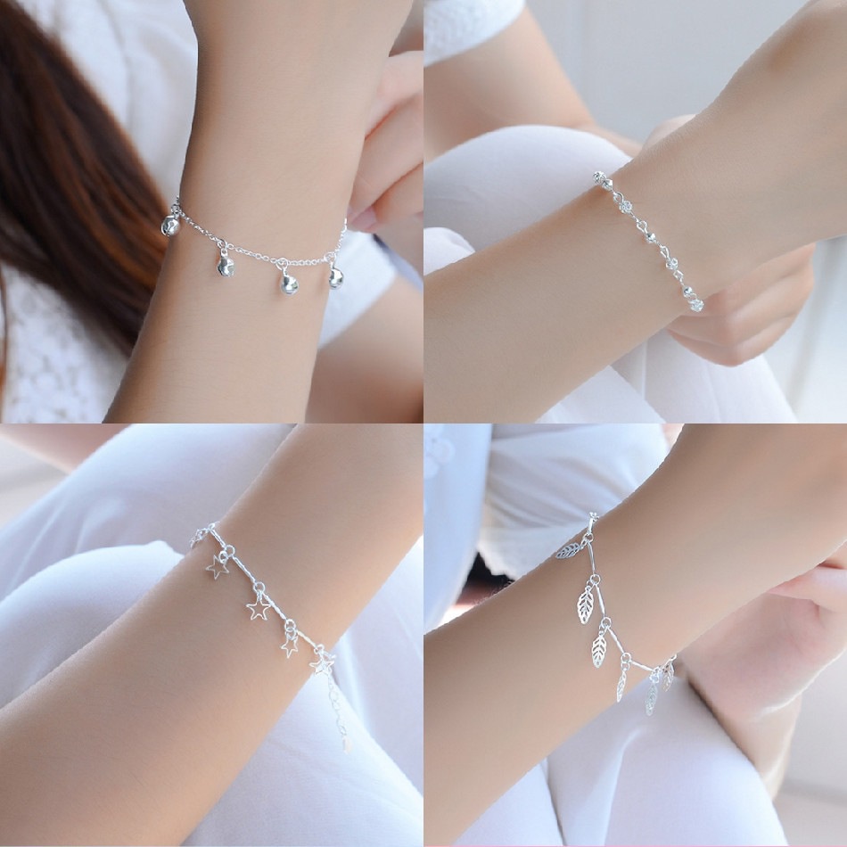 Gelang Tangan Silver Untuk Wanita | Gelang Liontin Hati | Gelang Untuk Wanita | Aksesoris Rambut | Sendok Garpu Bahan Stainless Steel