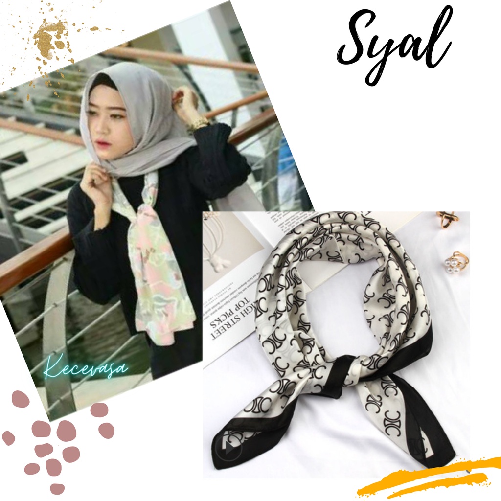 SYAL WANITA KOREA IMPORT SCARF SCRAFT HIJAB BATIK LEHER MOTIF TAS