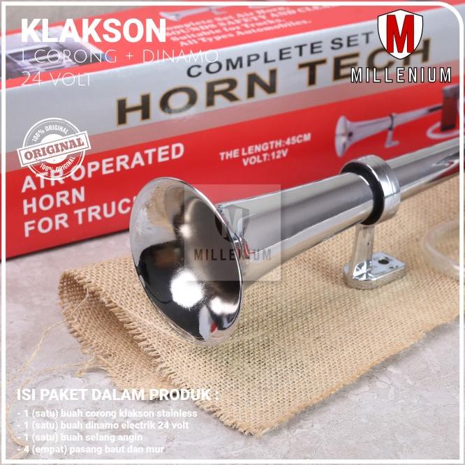 Klakson Mobil Truk Bus 1 Corong Komplit Dinamo Elektrik 24 Volt