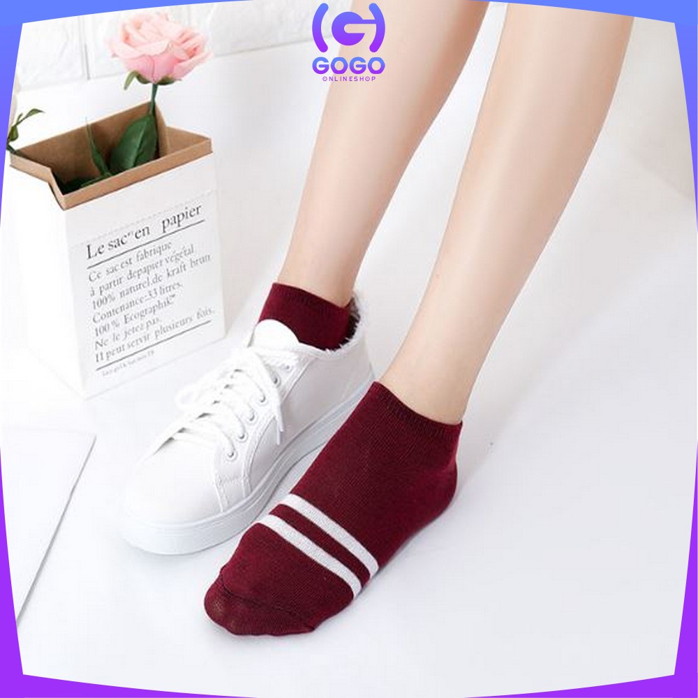 GOGO-P53 Kaos Kaki Pendek Dewasa Motif Garis Ankle Sock / Kaus Kaki Semata Kaki Short Socks Import