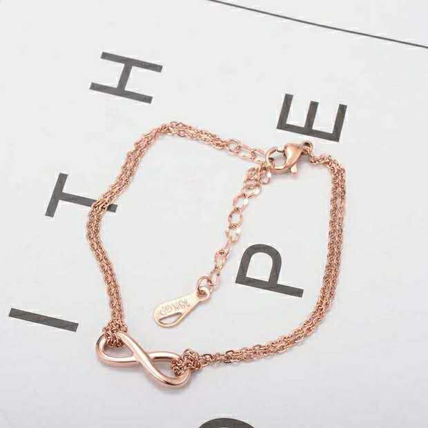 Gelang Kaki Bahan Titanium Steel 18k Warna Rose Gold Tahan Air Tidak Pudar Gaya Korea Eropa Amerika