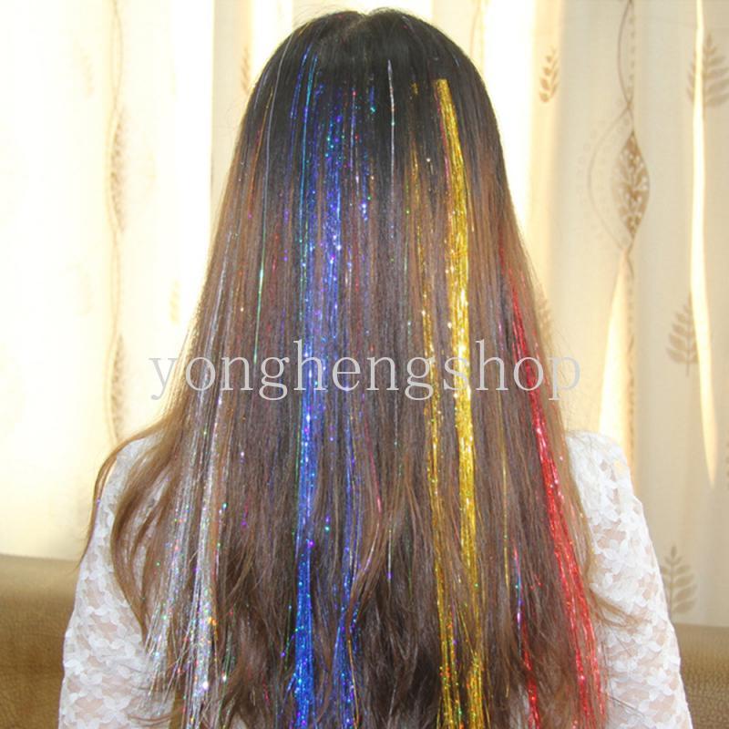 Extension Rambut Model Kepang Panjang 100cm Warna Pelangi Holografik Berkilau