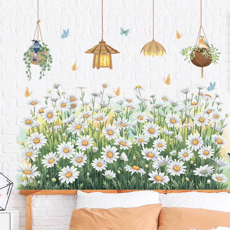 Daisy Skirting Stiker Dinding Hias Lampu Plafon Kamar Anak Kamar Tidur Background Removable Wallpaper