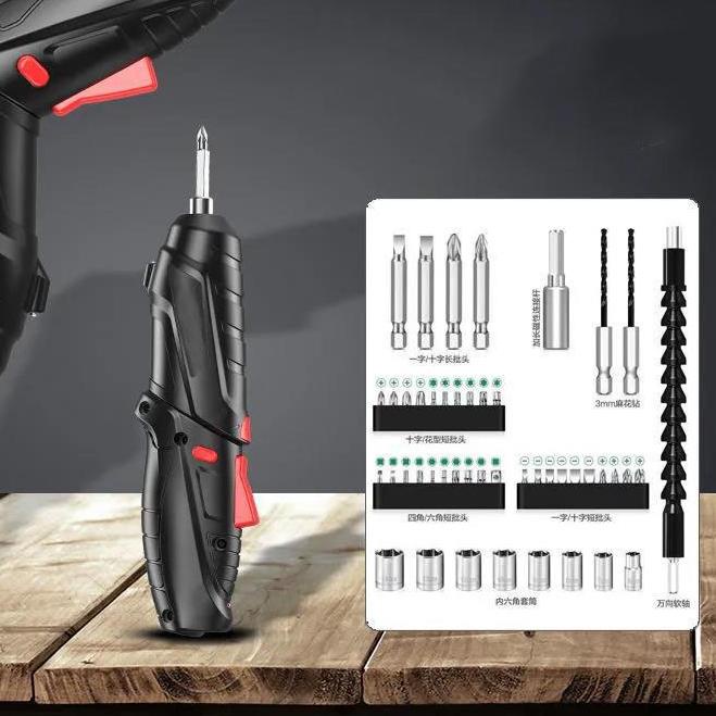 ♩ 48pcs Obeng listrik multifungsi Bor mini electric screw driver Multi-function screwdriver Electric