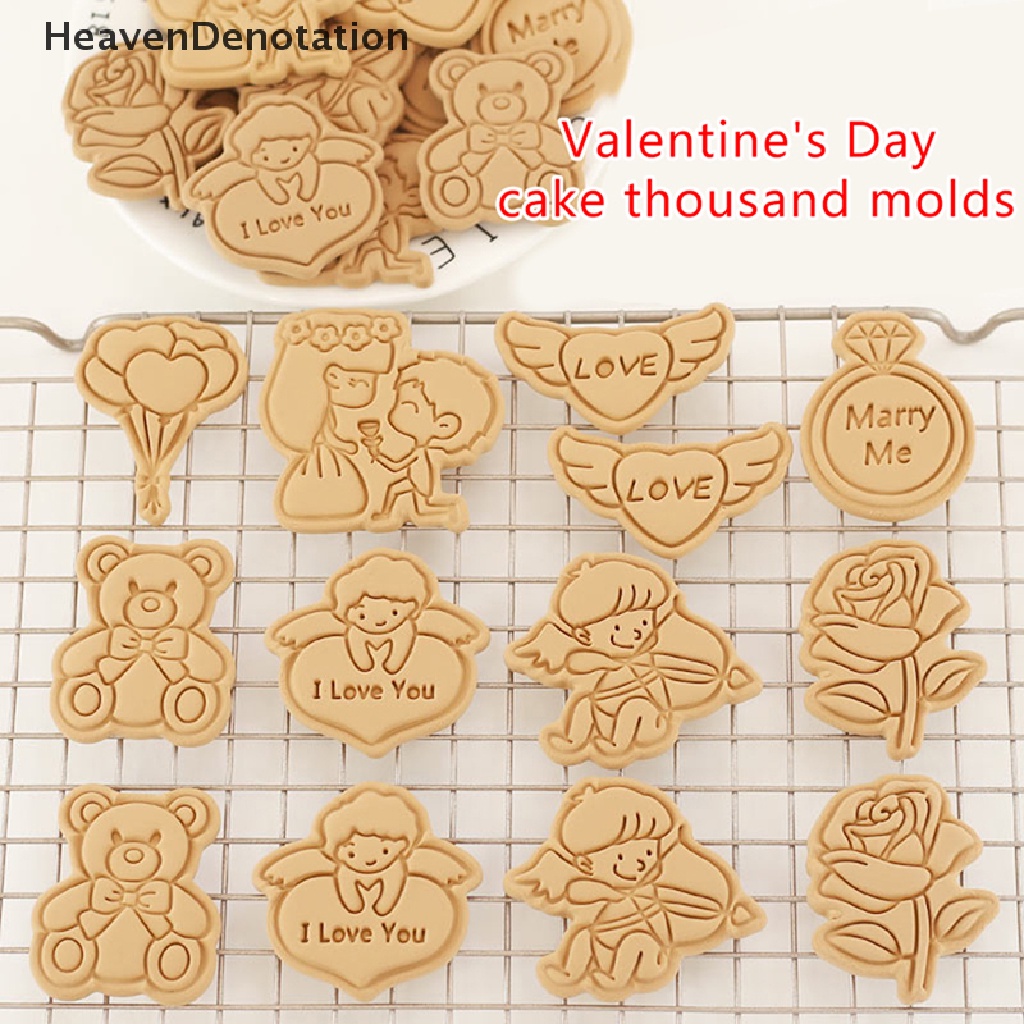 [HeavenDenotation] 8pcs 3D Kartun Cookie Cutters Valenes Day Biscuit Mold DIY Fondant Decorag Untuk Ulang Tahun Pesta Pernikahan Natal Cookies HDV