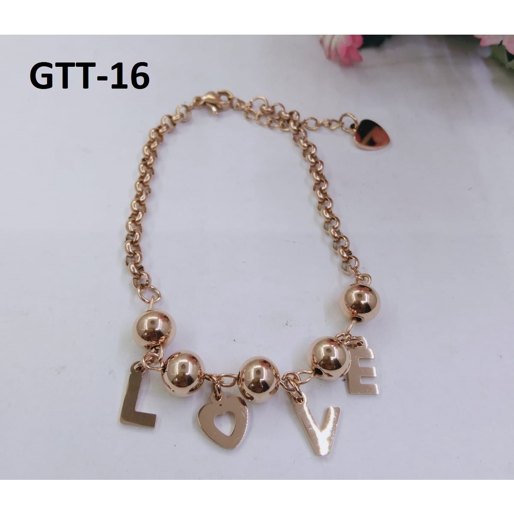 GELANG TITANIUM EMAS GOLD BOLA LOVE TERMURAH / DUNIA GELANG TERBARU