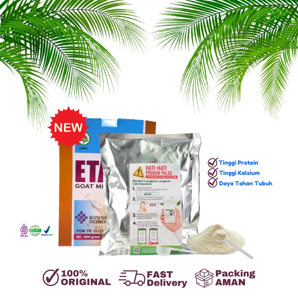 

Susu Perbaikan Tulang Vitamin Tulang Kesehatan Tulang ETAKU GOAT MILK Susu Kambing Etawa Bubuk 200gr BPOM
