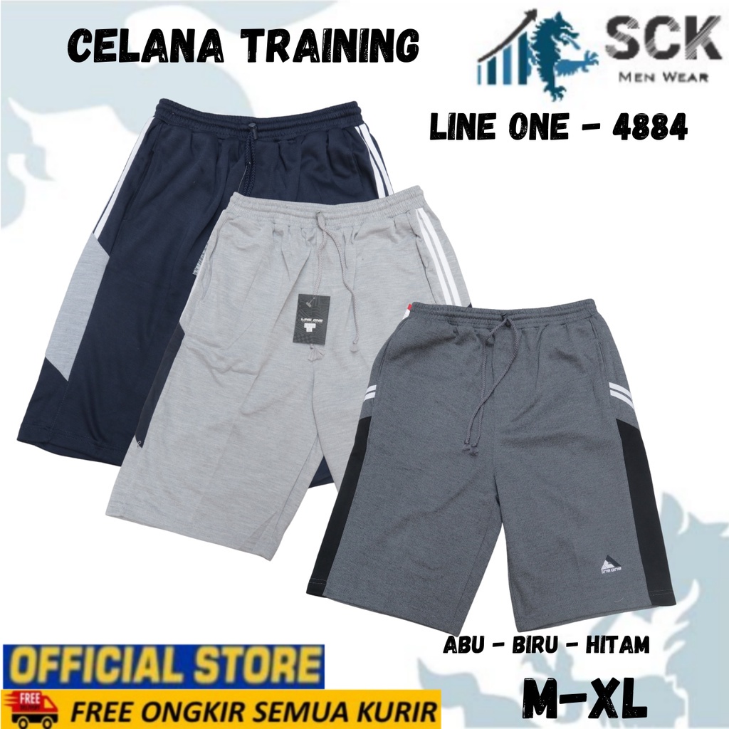 Celana Pendek Training LINE ONE Pria Wanita Unisex Bahan Tebal Katun Motif Kombinasi / Pakaian Olahraga- sckmenwear GROSIR