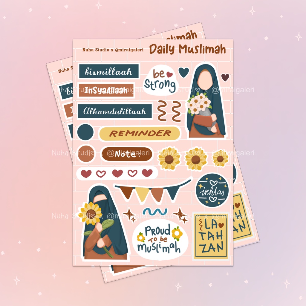 

Sticker by miraigaleri | Daily muslimah Bismillah Alhamdulillah No Face Faceless La Tahzan Flower Bunga | Aesthetic Sticker Estetik Stiker HP Laptop Botol Cute Waterproof Scrapbook Diary Journal Bujo Anti Air