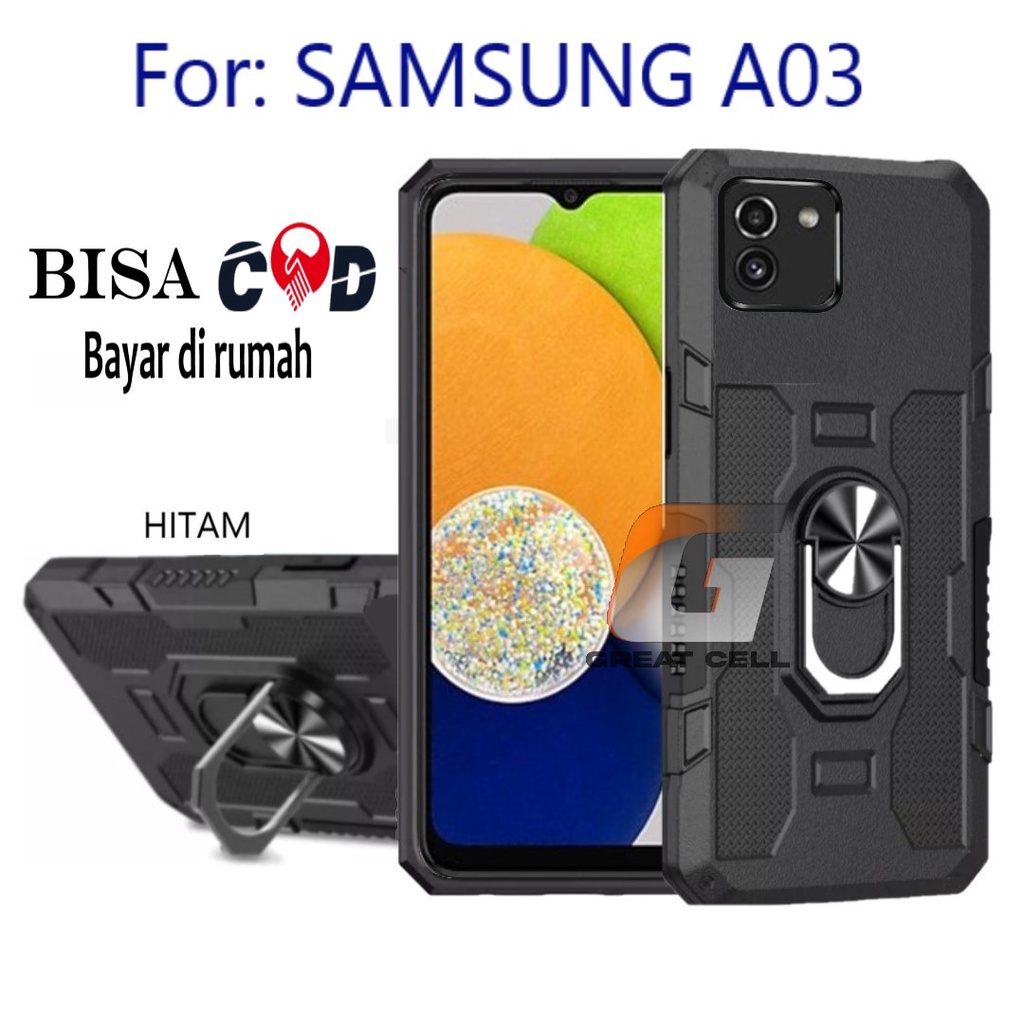CASING SAMSUNG A03- HARD CASE STANDING  ROBOT  HIT EYE RING--SOFT CASE STANDING ROBOT SAMSUNG A03