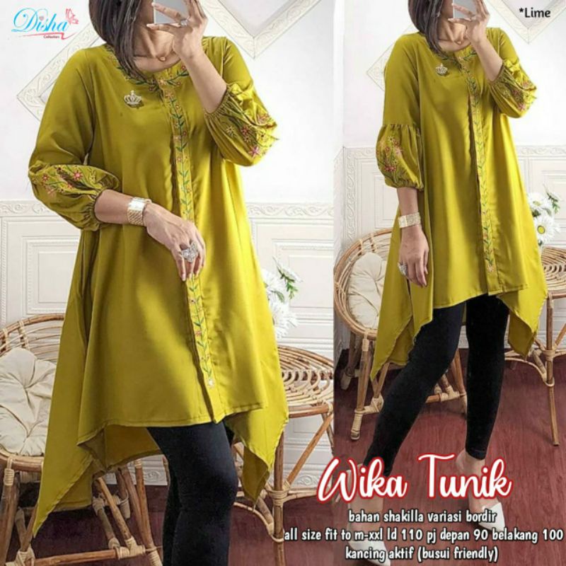 Wika tunik atasan wanita tunic bahan shakila bordir
