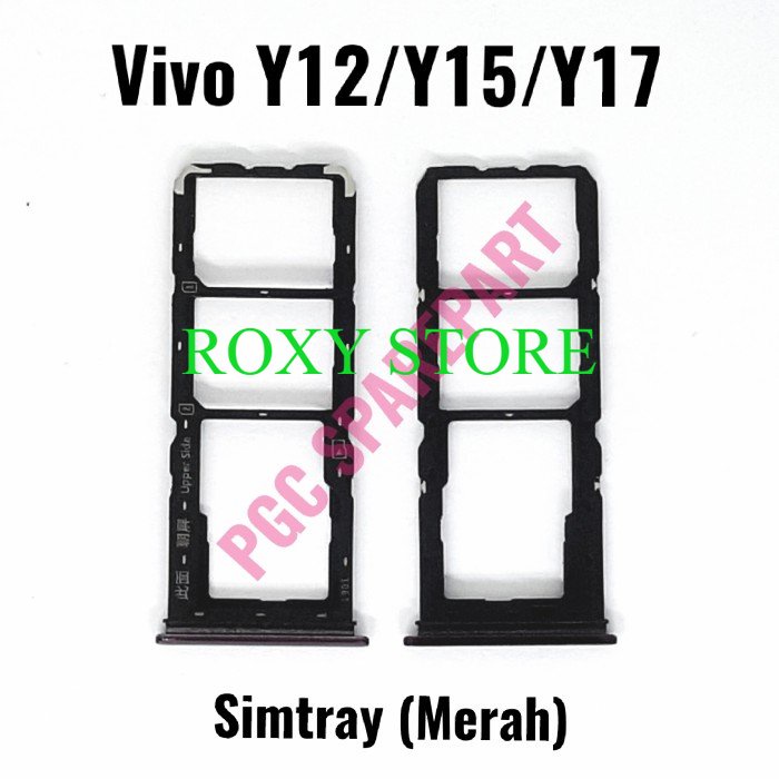 Original Simtray Vivo Y12 Y15 Y17 - Tempat Simcard Simlock Sim Lock - Merah Original