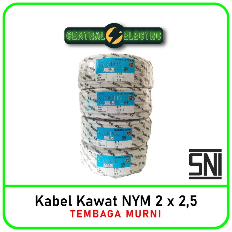 Kabel Listrik Kawat NYM 2 x 2.5/1.2 cu (30 Meter) Tembaga Murni