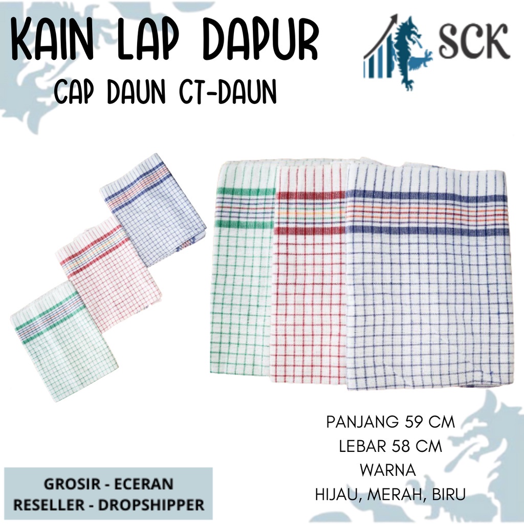 [ISI 3] Serbet CAP DAUN CT-DAUN / LAP DAPUR MOTIF KOTAK KAIN KATUN - sckmenwear GROSIR