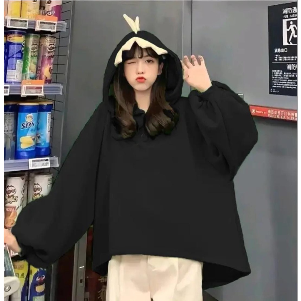 HOODIE WANITA DINO OVERSIZE // JUMPER WANITA KOREAN STYLE SIZE XL FLEECE TEBAL LEMBUT TERBARU,